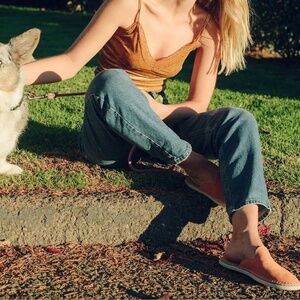 SeaVees Ocean Park Flat Suede Espadrille Mule in Tan size 7.5